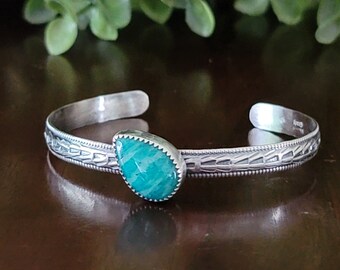 Amazonite Stacking Cuff ONE OF A KIND sterling silver michele grady Russian Amazonite bracelet layering green stone thin narrow cuff