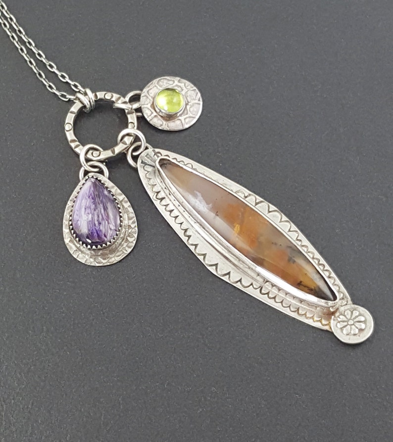 Amethyst Sage Charm Necklace sterling silver amethyst Etsy