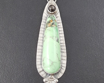 Variscite Necklace silver moonstone sterling silver michele grady statement jewelry mint green stone large pendant boho