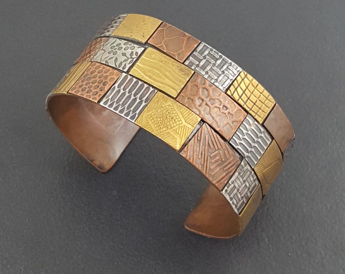 Mixed Metal Cuff, Cuff Bracelet, Mixed Metal,mixed Metals, Mixed Metal Jewelry, Wide Cuff, Wide