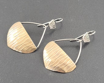 Mixed Metal Shield Earrings sterling silver brass michele grady dangle boho bohemian mixed metals jewelry