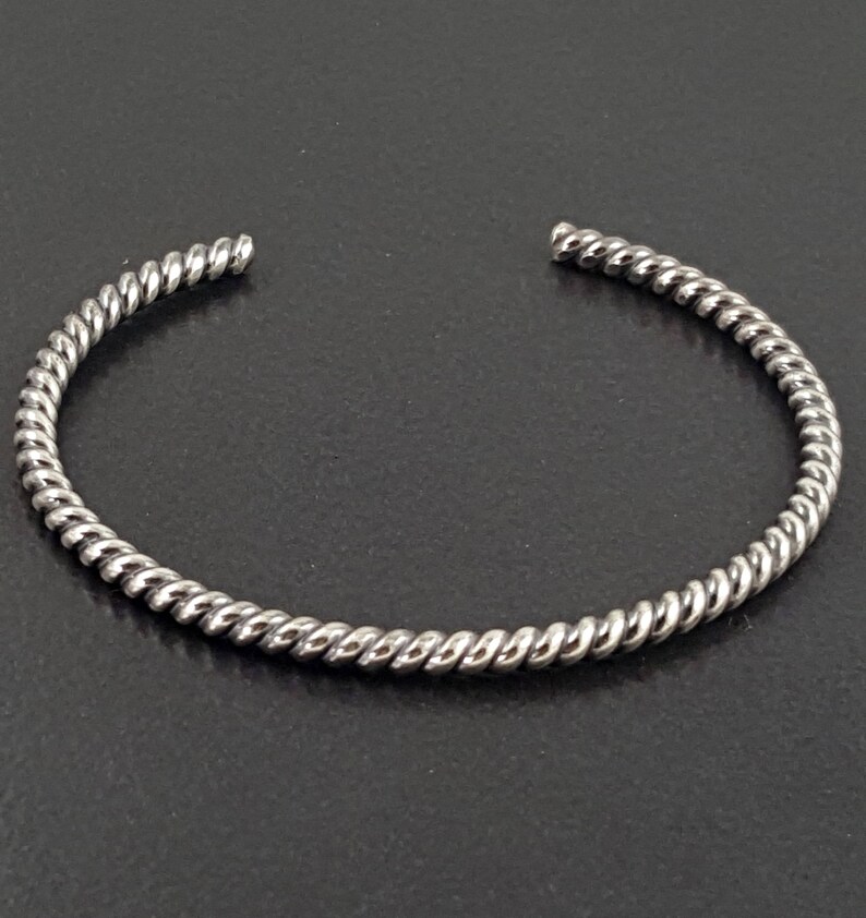 Twisted Wire Cuff sterling silver michele grady jewelry stacking layering bracelet thin narrow cuff oxidized antiqued image 5