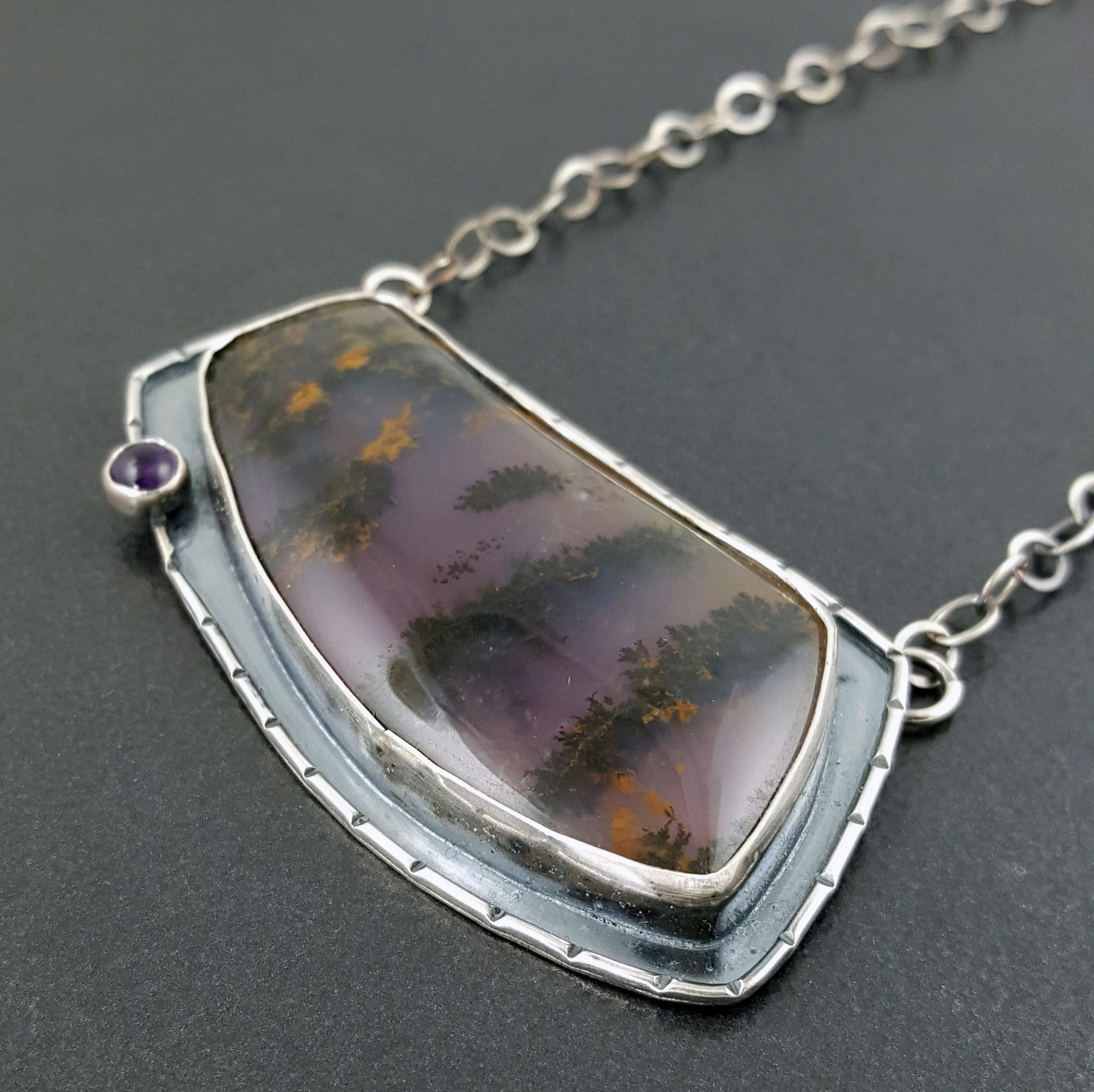 Amethyst Sage Necklace sterling silver boho necklace Etsy