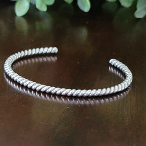 Twisted Wire Cuff sterling silver michele grady jewelry stacking layering bracelet thin narrow cuff oxidized antiqued image 2