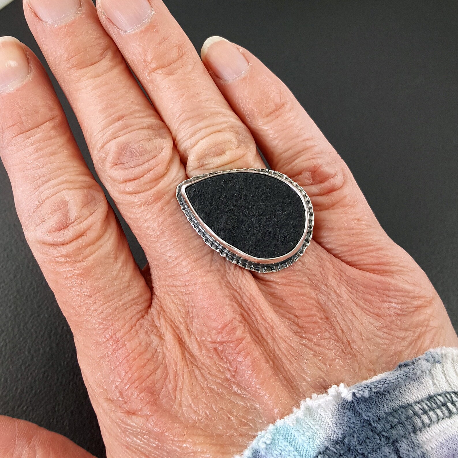 Black Jade Ring Size 6 1/2 Thru 7 1/2 Sterling Silver Natural Etsy