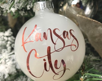 Kansas City Pink and White Ornament