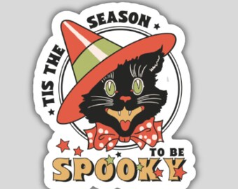 Vintage Halloween Cat Sticker Decal