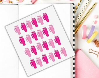 Pink and Magenta Stanley Tumbler Cup Planner Stickers for Valentine or Galentines