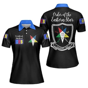 Order of the Eastern Star Polo Shirt, Black Shield Order Of The Eastern Star OES Polo Shirt, Masonic Clothing for Men Women, Greek Apparel