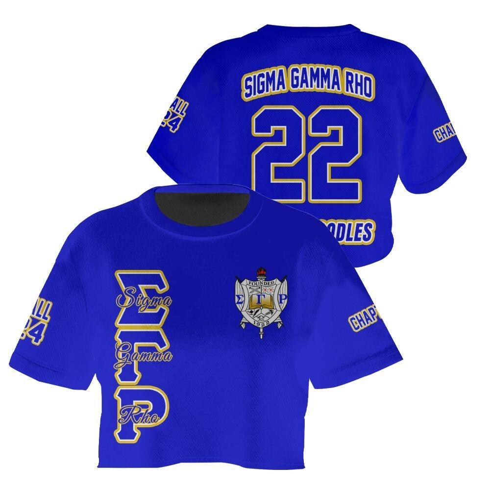 Sigma Gamma Rho Crop Shirt, Custom Chapter Shirt, Personalized Royal Blue Sigma Gamma Rho Sorority Crop Top 3D, Custom Divine Nine Gift