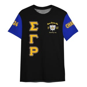 DDR-Shell Shirt mit königsblauen Ärmeln, 1922 Sorority T-Shirt, personalisierte griechische Kleidung