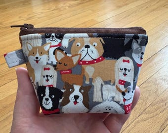 Coin Purse/Mini Zipper Pouch - Dog Print