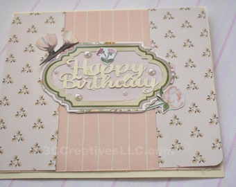 Peach Coquette Birthday Card - Happy Birthday! - Blank Inside