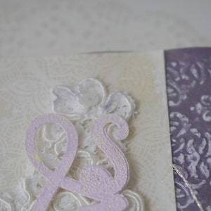 Lavender handmade slimline-embossed purple & vintage lace image 9