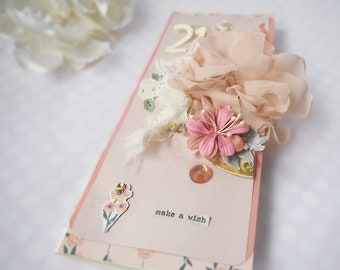 Any Age Peach Coquette Birthday Card - Handmade Personalized Keepsake- limited edition!