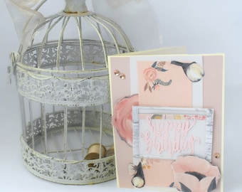 Peach Coquette Birthday Card - Happy Birthday! - Blank Inside