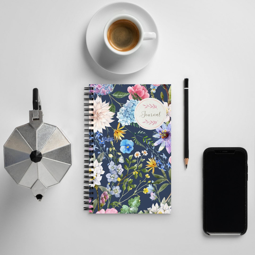 Blue Floral Spiral Notebook - Etsy
