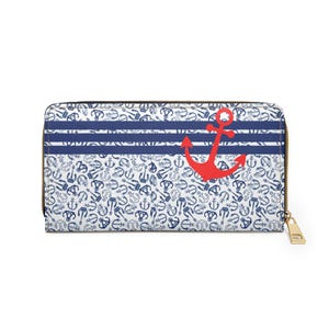 Cartera con cremallera náutica, elegante cartera con ancla, bolso de viaje, regalo para amantes de la playa y la navegación, ¡un artículo esencial para el verano! ¡Un gran regalo!