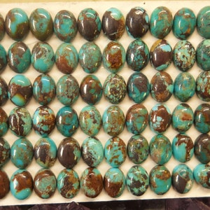 6x8mm Ovals with Heavy Matrix-Rustic Kingman Turquoise -small parcels