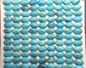 Cabochões ovais turquesa Kingman de 4 x 6 mm - Pacote "D"
