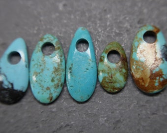 Big Hole Turquoise Drop Beads from Kingman-Pick your favorite(s)
