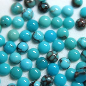 3mm Round Egyptian Blue Turquoise Cabochons