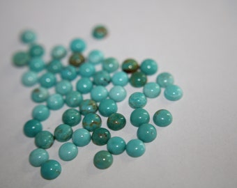 4mm Round Tyrone Turquoise Cabochons-Lot A