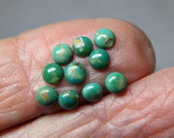 4mm Green Armenian Turquoise Cabochons-12 stones left