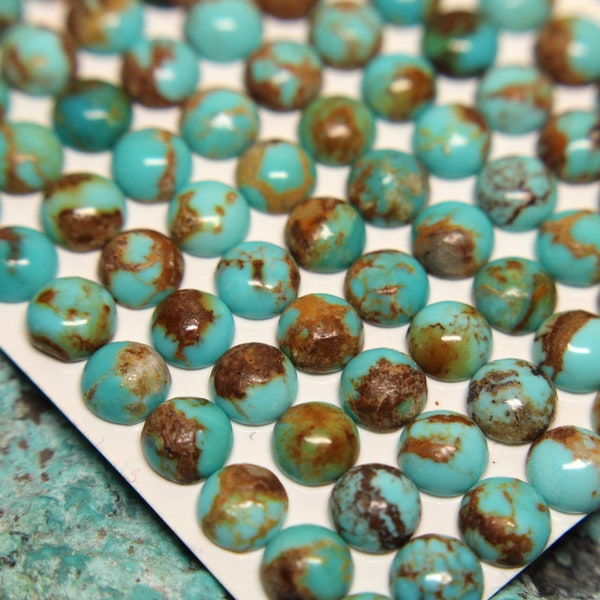 6mm Kingman Turquoise Cabochons - Rustic Cabs