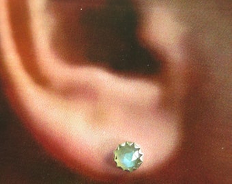 5mm Rose Cut Labradorite/Sterling Post Earrings