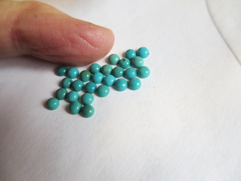 10 Natural 3mm Turquoise Round Cabs