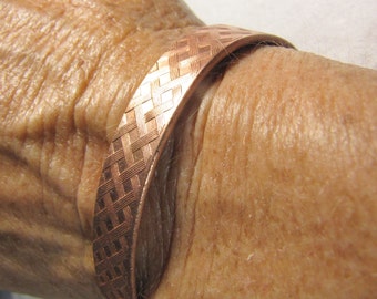 Plaid Copper Bracelet Cuff