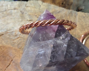 Copper Cuff with Triple Wire Twist - 6mm thick