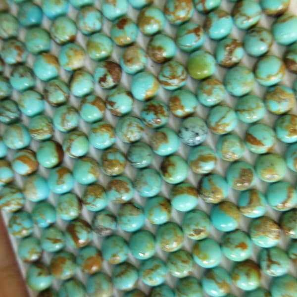 4mm Kingman Turquoise Cabochons with Matrix
