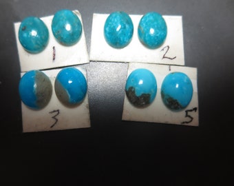 8x10mm Kingman Turquoise Cabs Per Pair