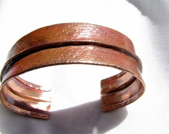 Folded and Textured Copper Cuff