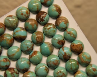 5mm Kingman Turquoise Cabochons with Matrix