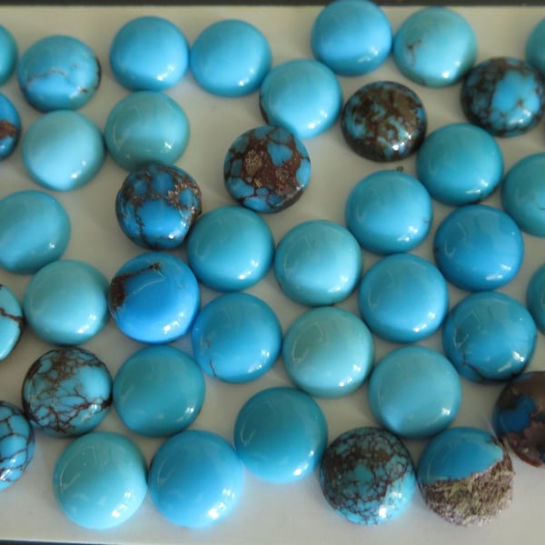 8mm Round Egyptian Turquoise Cabochons - small parcels