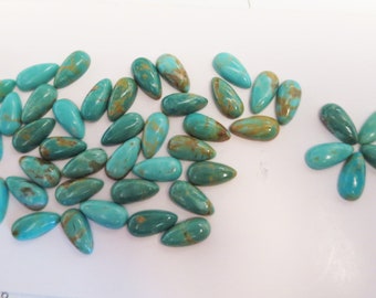 4x8mm Teardrop Tyrone Turquoise Cabochons-Small Parcels