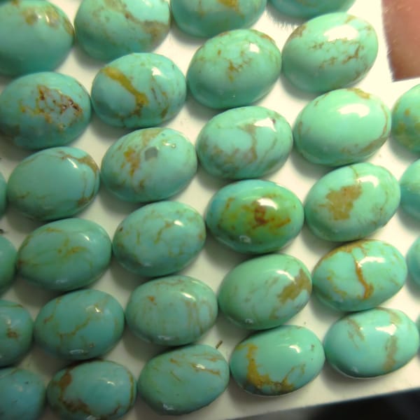 6x8 Kingman Turquoise Cabochons-light blue/green with matrix