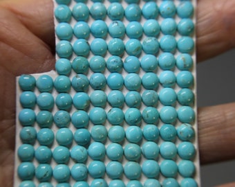 5mm Round Kingman Turquoise Cabochons--lighter blue-Parcel A