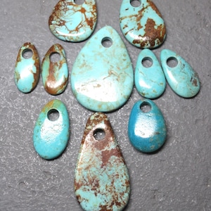 Big Hole Kingman Turquoise Drop Beads-parcel C