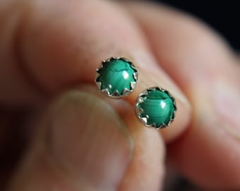 5mm Malachite and Silver Posts