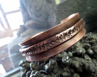 Folded and Textured Copper Cuff