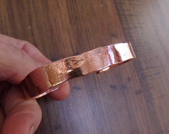 Medium Weight Planished Copper Cuff     9-10mm wide