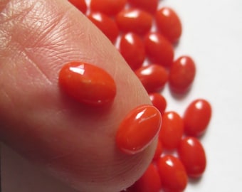 4x6mm  Red Coral Cabochons-ovals-small parcels