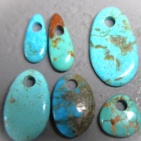 Big Hole Turquoise Drop Beads from Kingman-Pick your favorite(s)
