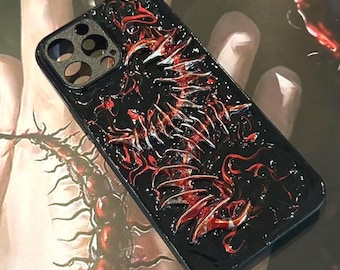 Bio-Mechanical Horror Phone Case, 3D Bloody Fishbone & Veins Design, Grunge Gothic Art for iPhone Samsung, Alternative Biomechanical Gift