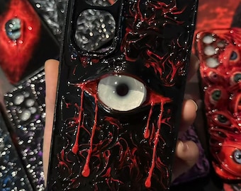 Horror Glowing Eye Phone Case: Dark gothic cover for iPhone, Samsugn Galaxy, Pixel, creepy gift for him her