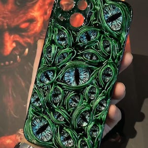 Handmade Horror Glowing Eyeball Phone Case: Cthulhu Horror Art Phone cover for iphone & Samsung